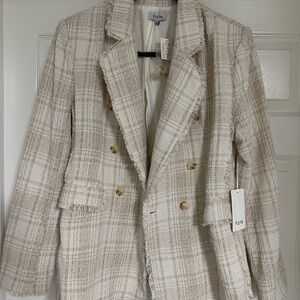 Fate Women's Beige Checkered Blazer